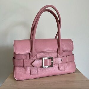 Wilsons Leathers Pelle Studio Pink Satchel with Silver Buckle